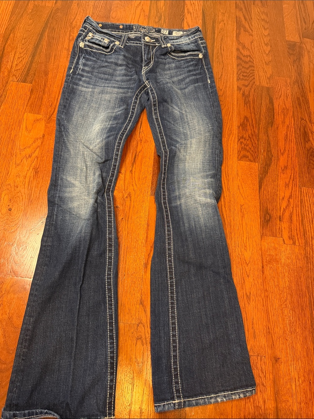 Miss me Flare bootcut Jeans in Dark Blue Wash